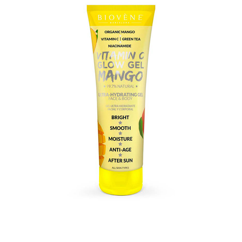 Gel iluminador com vitamina C e manga, ultra-hidratante para rosto e corpo, 200 ml