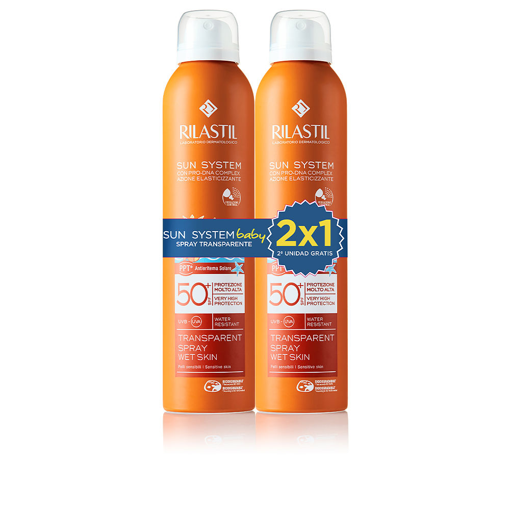 Protetor solar em spray FPS 50+ para bebês, pacote transparente, 2 x 200 ml