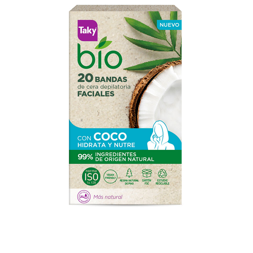 Tiras de cera facial BIO COCO, 20 unidades