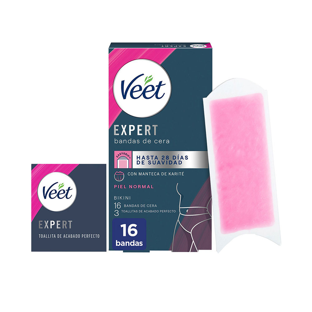 Tiras de cera depilatória EXPERT BIKINI para pele normal 16 unidades