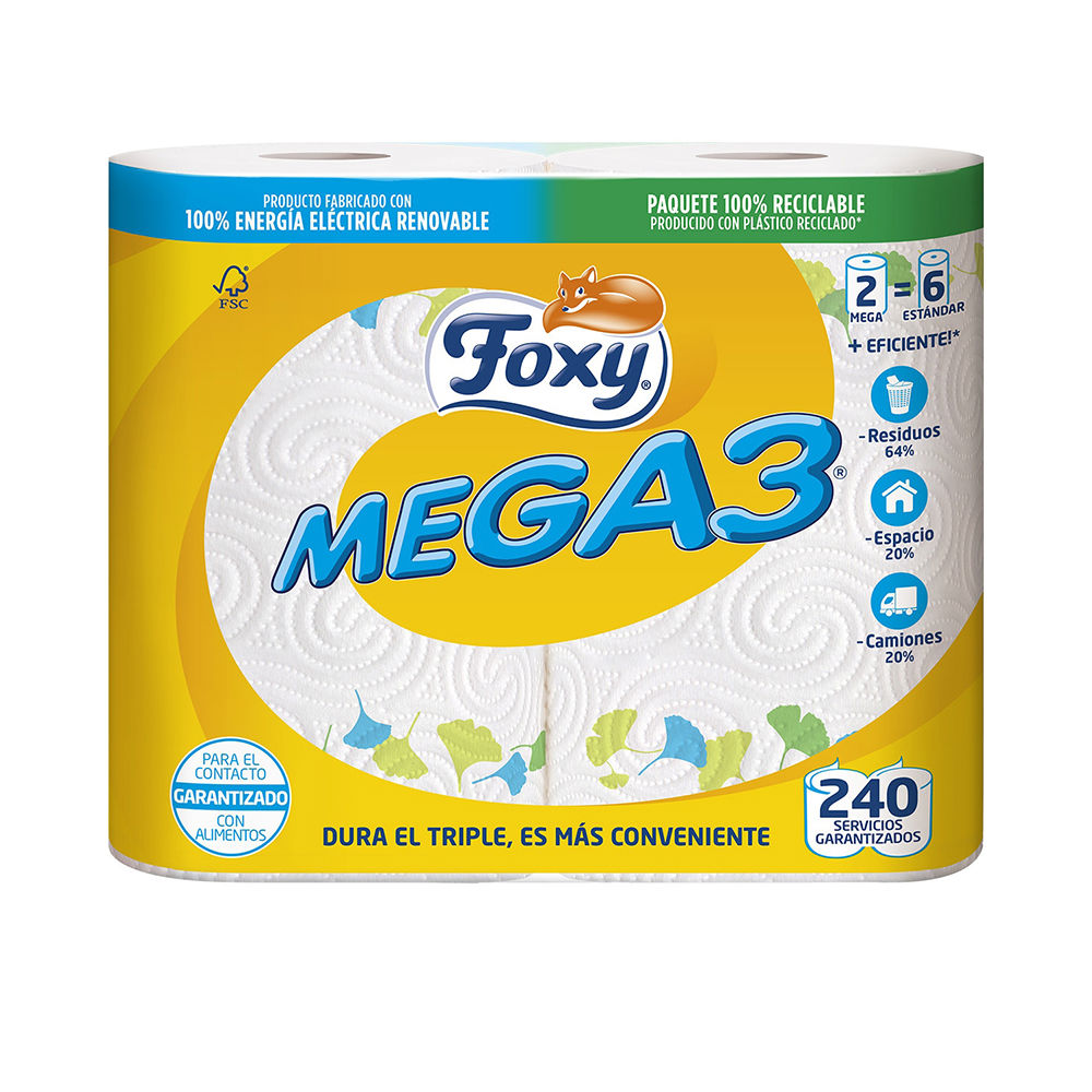 Papel de cozinha de tripla duração MEGA3 2 rolos