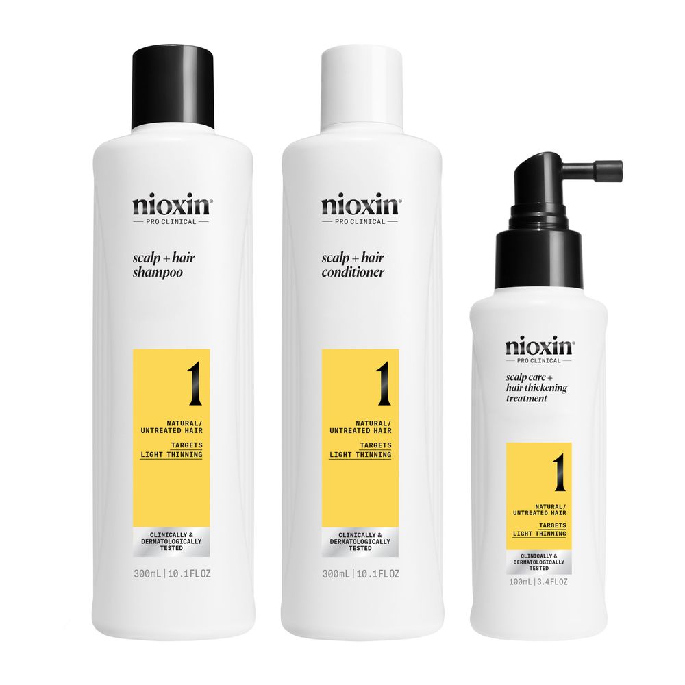 SISTEMA 1 – Kit - Tratamento para Cabelos Naturais com Raleamento Leve 3 unidades