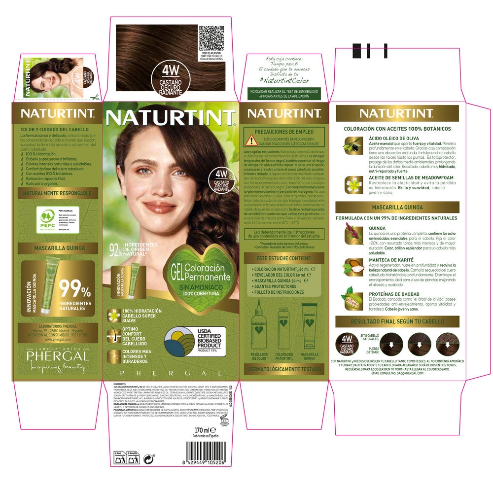Tintura NATURTINT sem amônia #4W-Castanho Escuro Radiante 170 ml