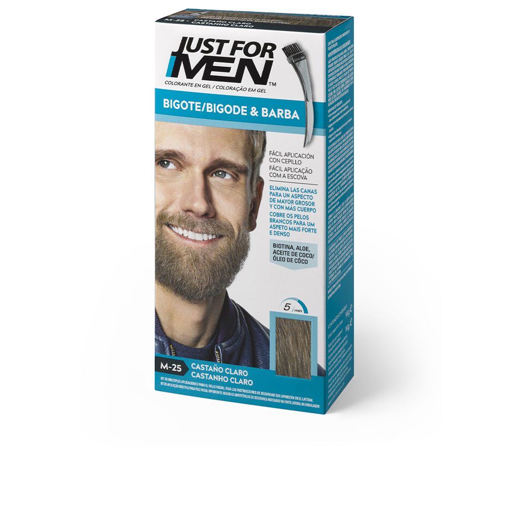 Tinta em gel JUST FOR MEN para bigode, barba e costeletas #CastanhoClaro 15 ml