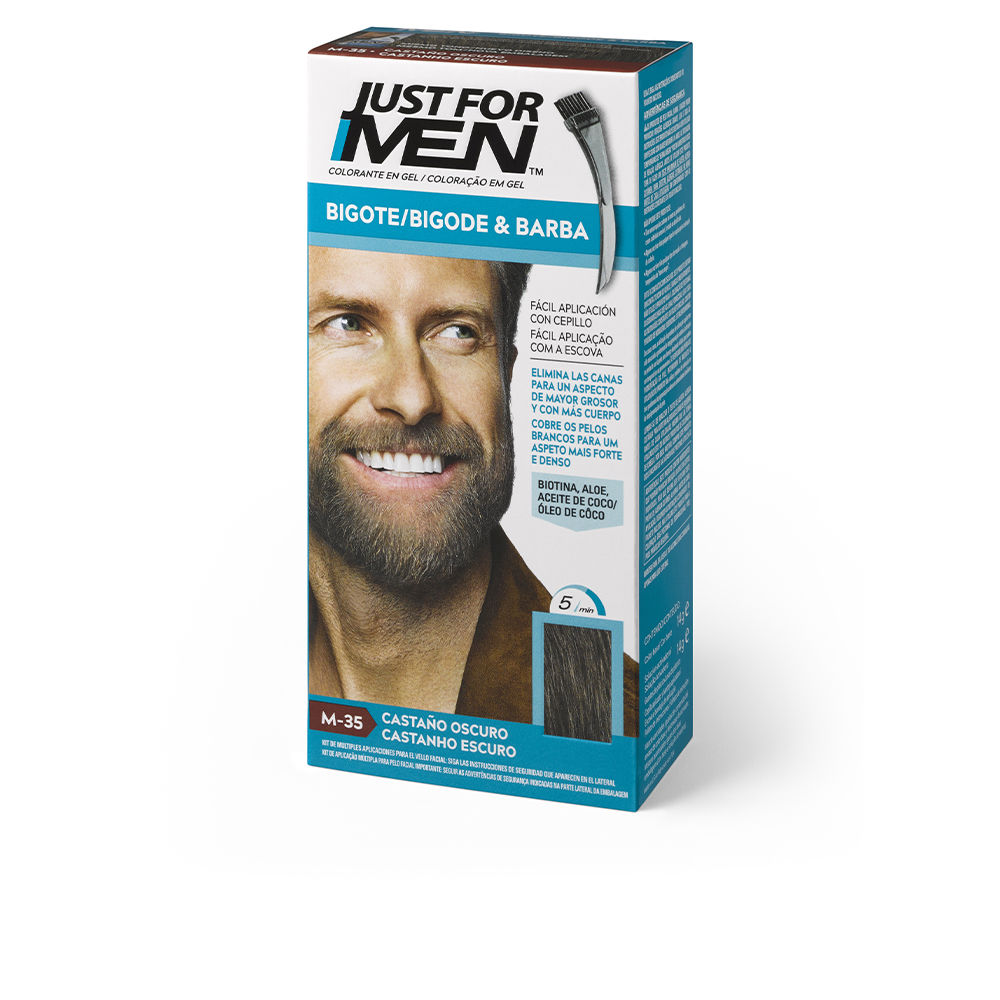 Tinta em gel JUST FOR MEN para bigode, barba e costeletas #CastanhoEscuro 15 ml
