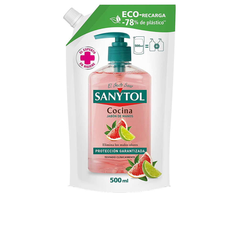 Sabonete líquido antibacteriano para mãos SANYTOL, refil para cozinha, pacote ecológico de 500 ml