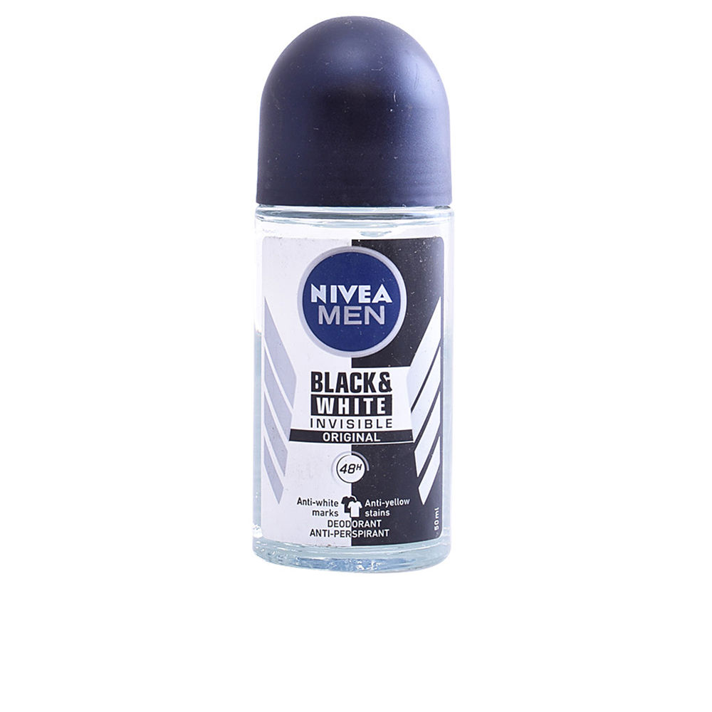 Desodorante roll-on invisível preto e branco para homens, 50 ml