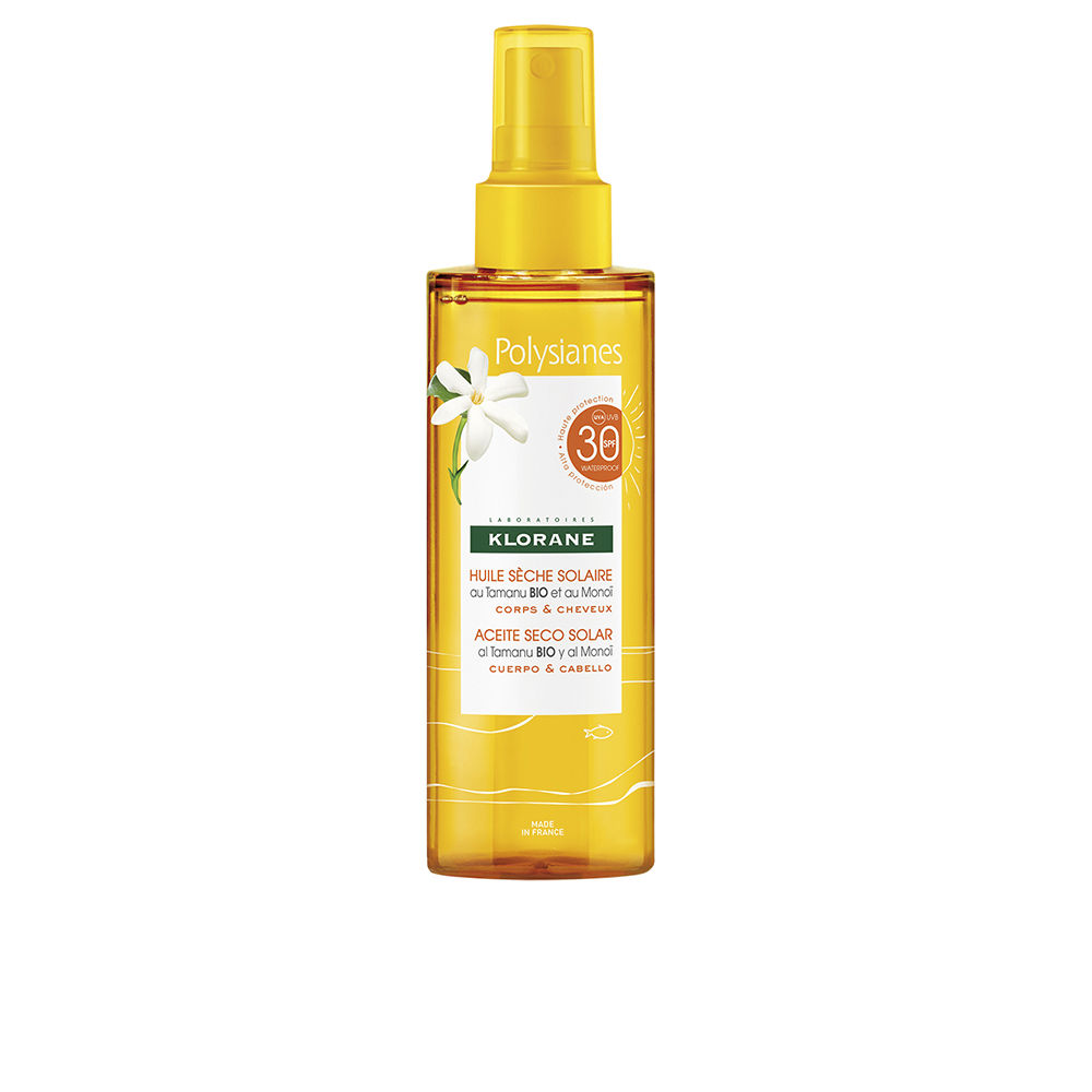 POLYSIANES MONOÏ Y TAMANU BIO óleo solar seco SPF30 200 ml