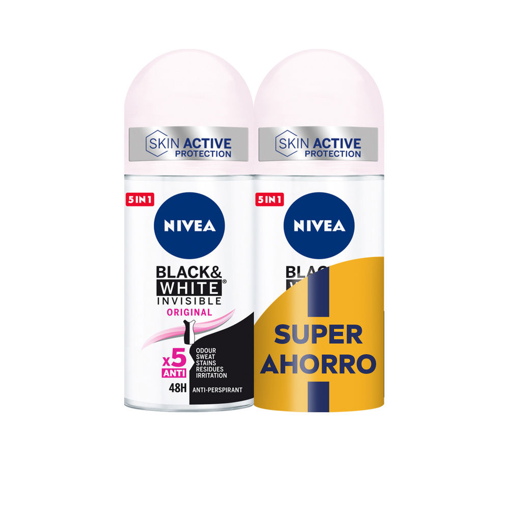 Desodorante roll-on BLACK & WHITE INVISIBLE ORIGINAL, embalagem com 2 x 50 ml