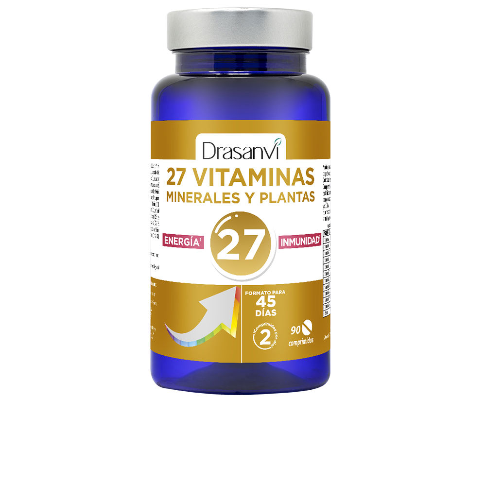 Comprimidos de 90 unidades com 27 vitaminas e minerais para energia e imunidade.